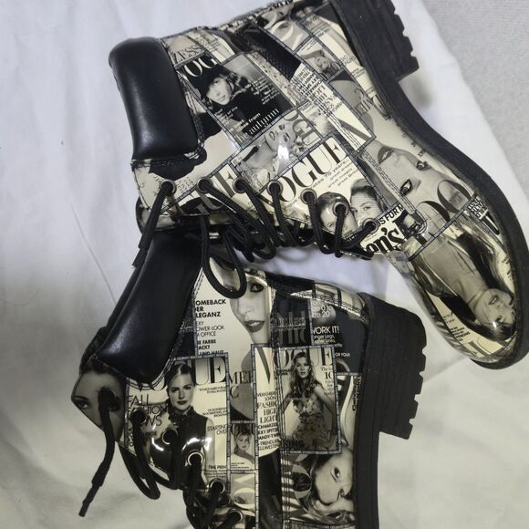 Shoe Republic LA Boots Vogue Magazine Size 8.5 Graphic Black White - Picture 11 of 16